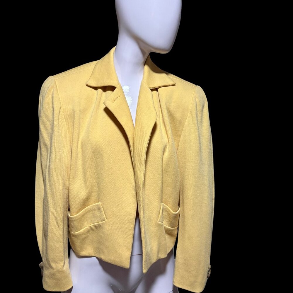 Norma Walters Small Cropped Yellow Wool Blazer